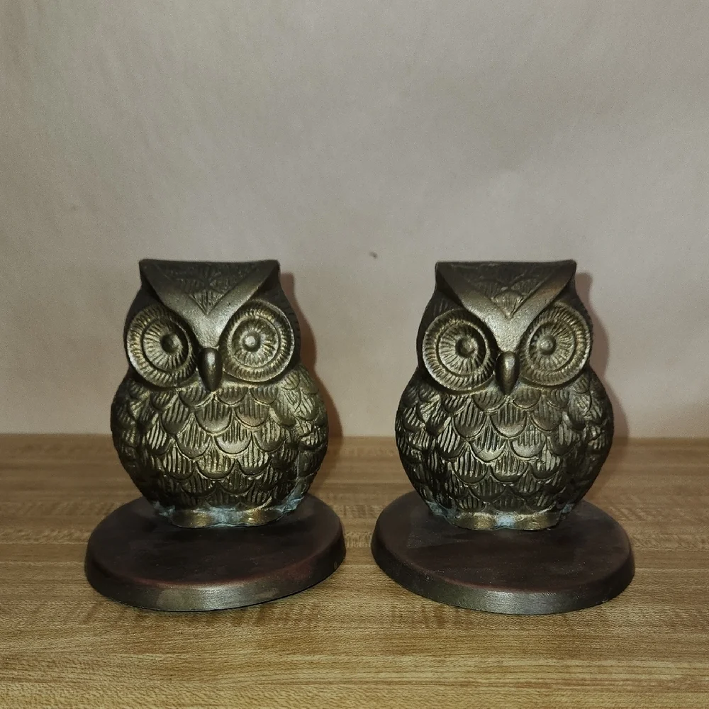 Pair (2) Brass Owls Figure